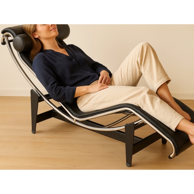 Corbusier stoel zwart LC4 fauteuil chaise longue cassina stoel (1)