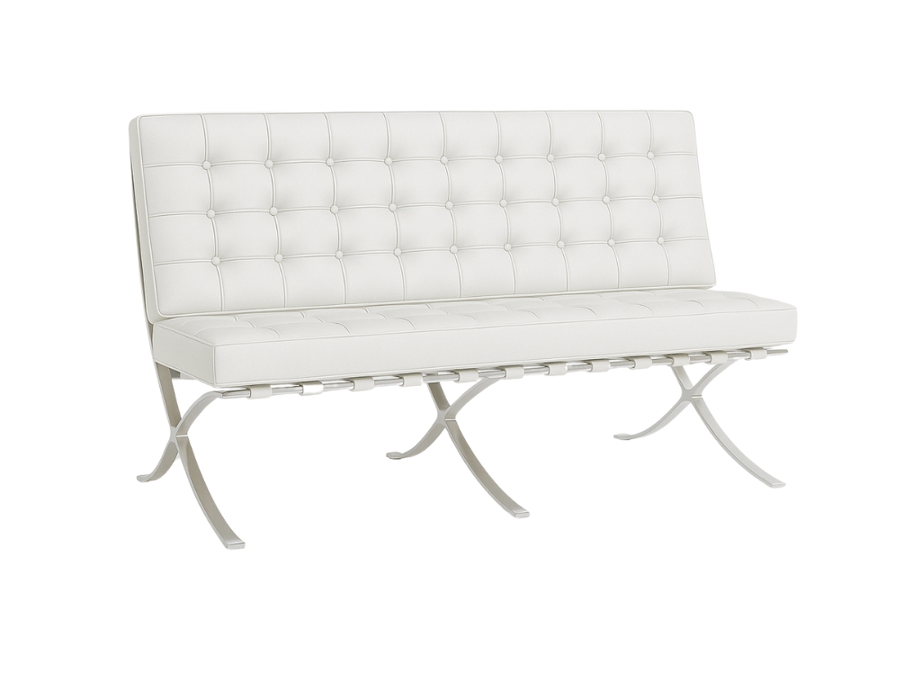 Barcelona Chair Wit - 2 Zits Barcelona Chair twee zits wit