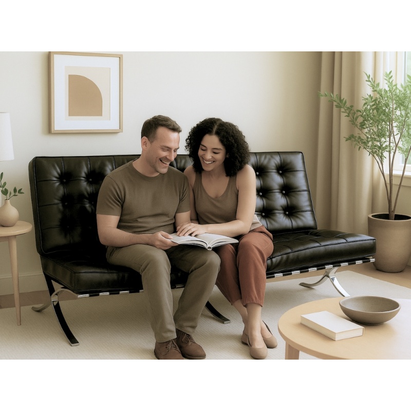 Barcelona Chair twee zits zwart