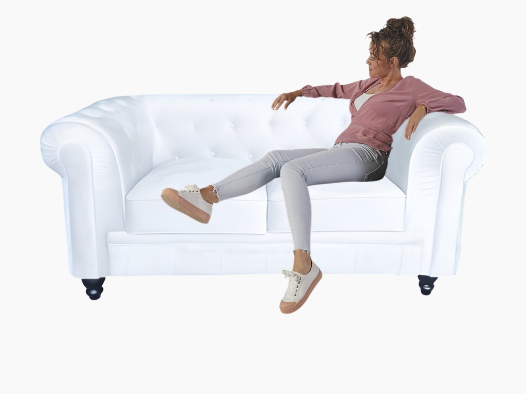 Chesterfield Bank 2-Zits Wit White leer sofa huismeubilair