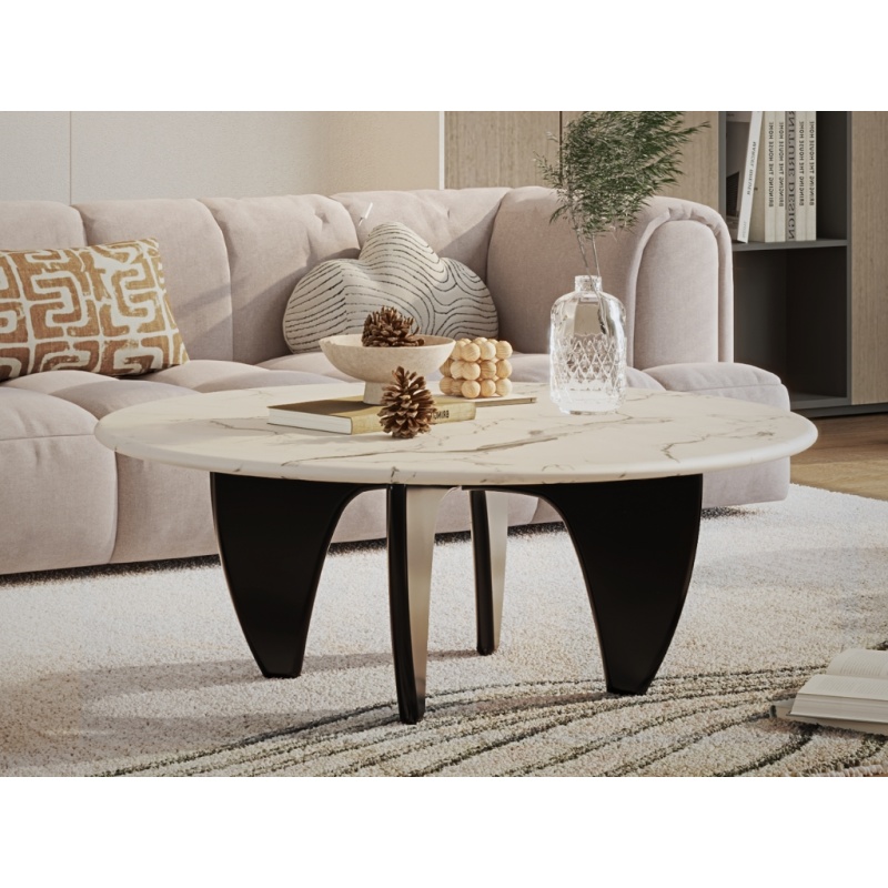 Noguchi Salontafel Zwart marmer rond