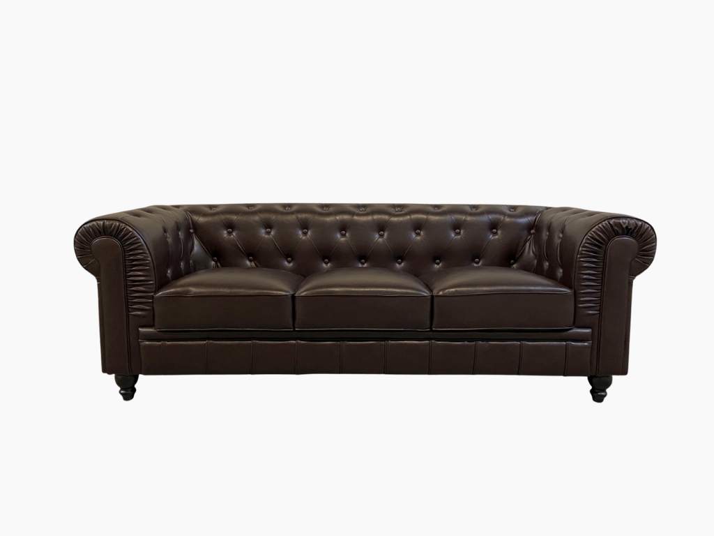 Chesterfield Bank Mokka Bruin leer 3 zits