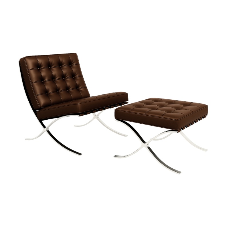 Barcelona Chair met hocker donker bruin (2)