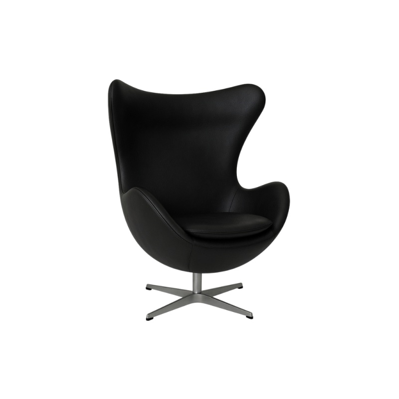 Egg Chair Zwart Leer Fritz Hansen Fauteuil Stoel (1)