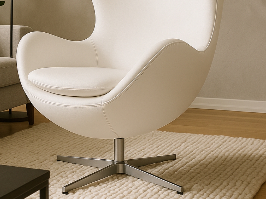 Egg Chair Wit leer materiaal