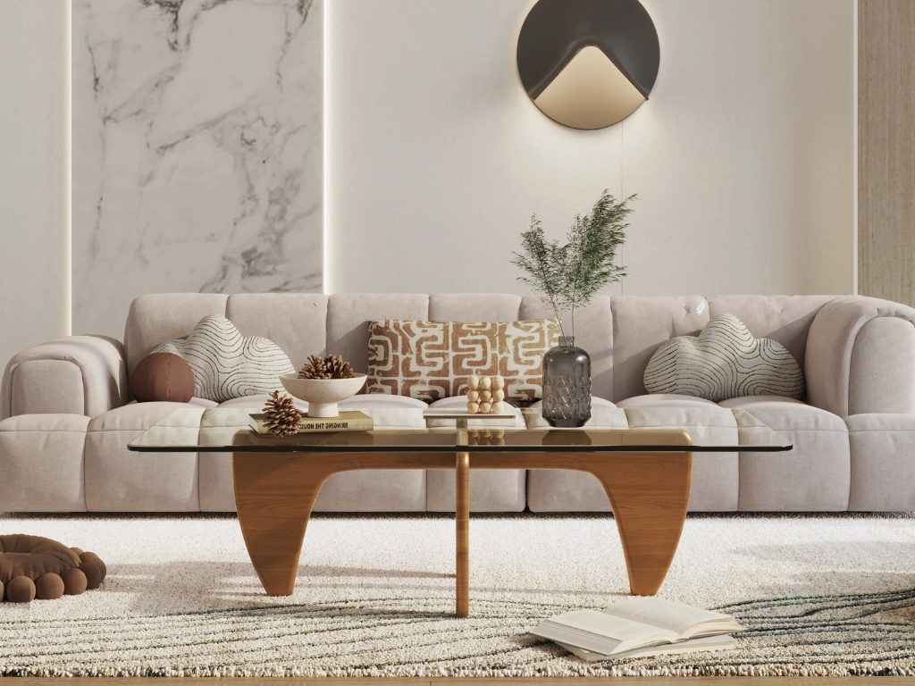 Noguchi Salontafel Coffee table hout glas