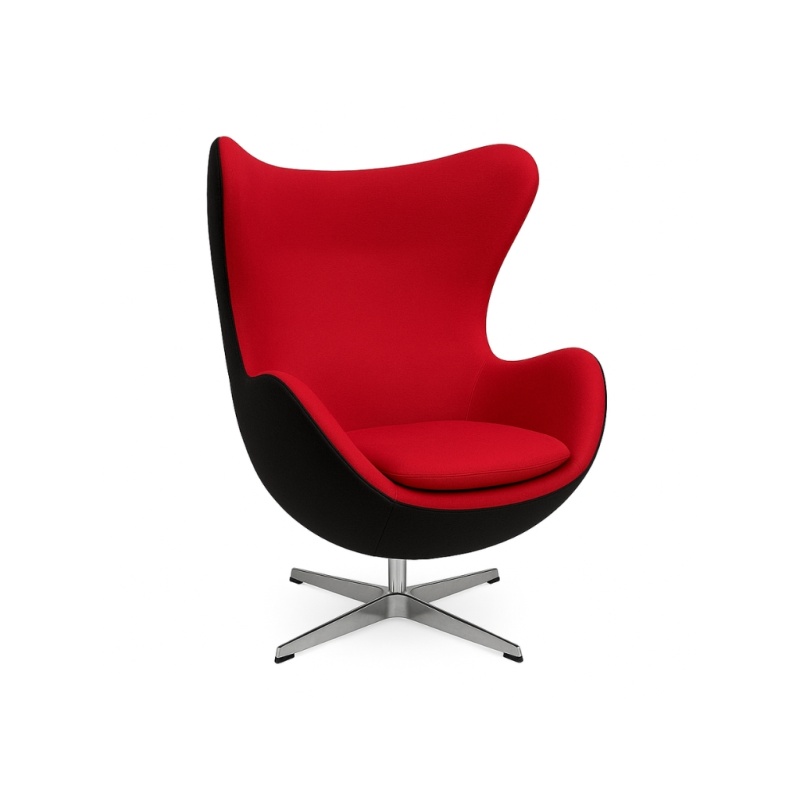 Oval Chair Rood Zwart 2-Kleurig