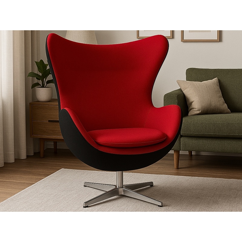 Oval Chair Rood Zwart 2-Kleurig