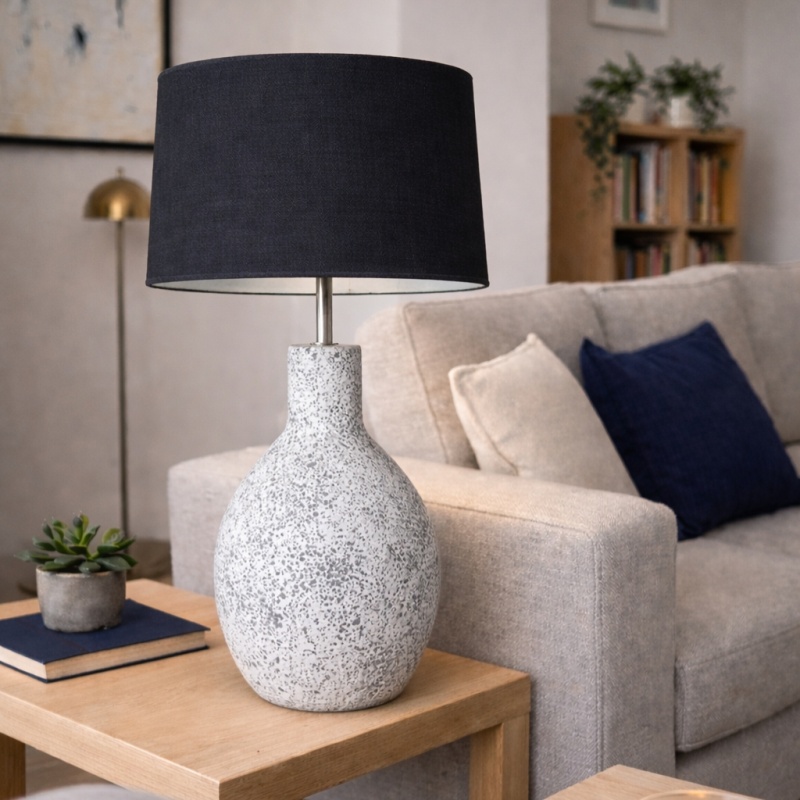 Devaso Tafellamp steen lichtgrijs woonkamer