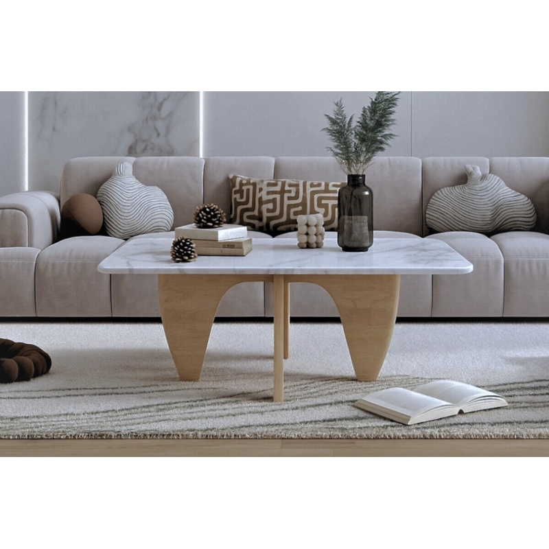 Salontafel eiken Marmer vierkant woonkamer